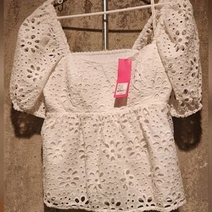 Lily pulitzer white lace top size 8